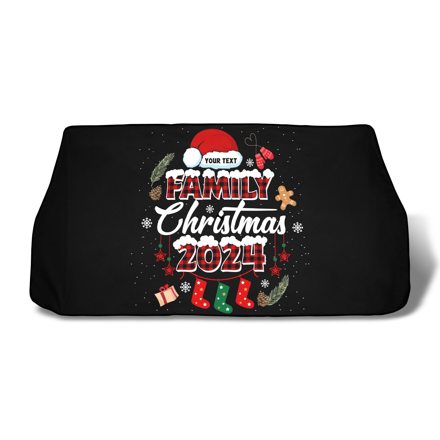 Custom Family Christmas 2024 Car Windshield Sunshade, Fit with all car, UV Rays and Heat Sun Visor Protector Foldable Sun Shade Umbrella, Christmas 01