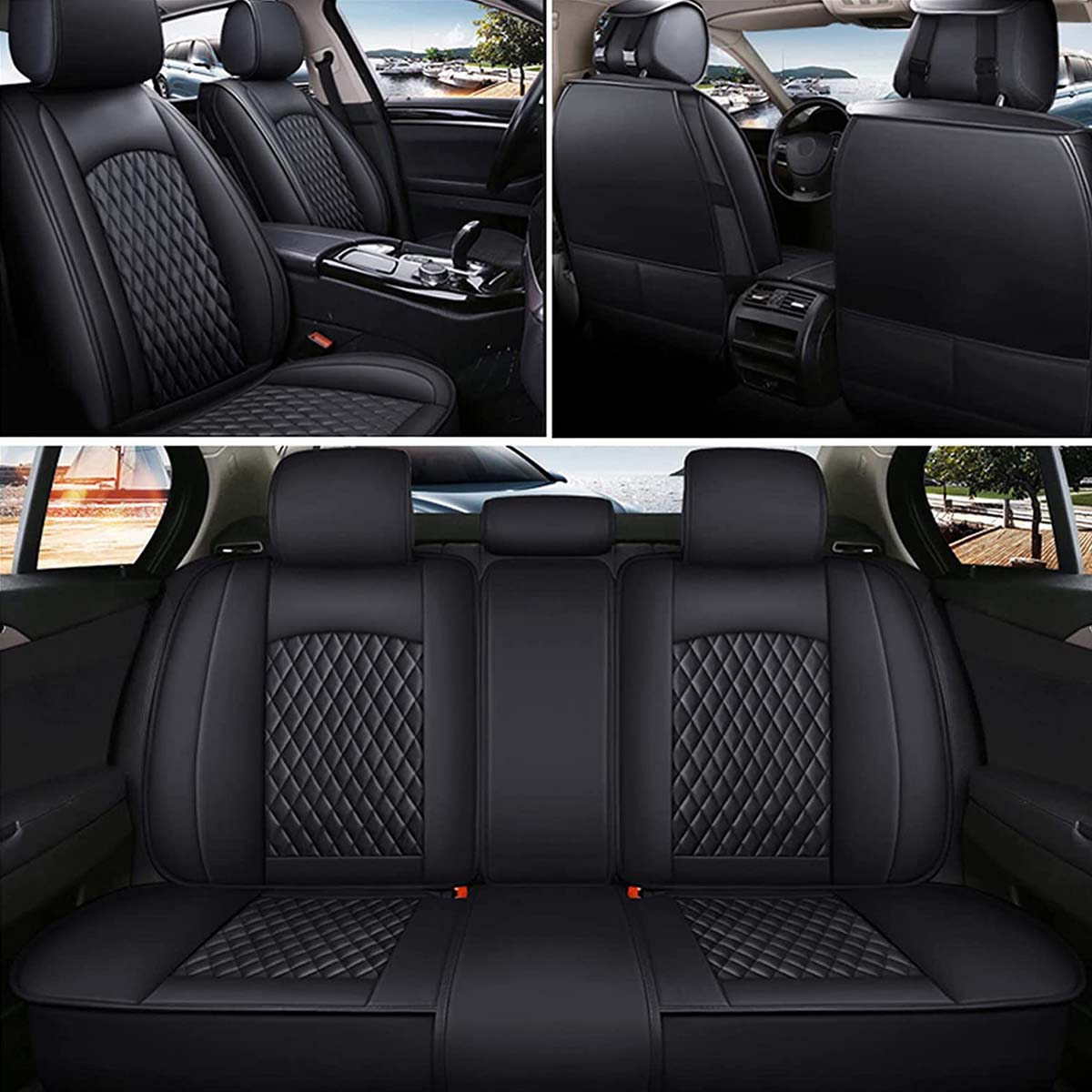 2 Car Seat Covers Full Set, Custom For Your Cars, Waterproof Leather Front Rear Seat Automotive Protection Cushions, Car Accessories