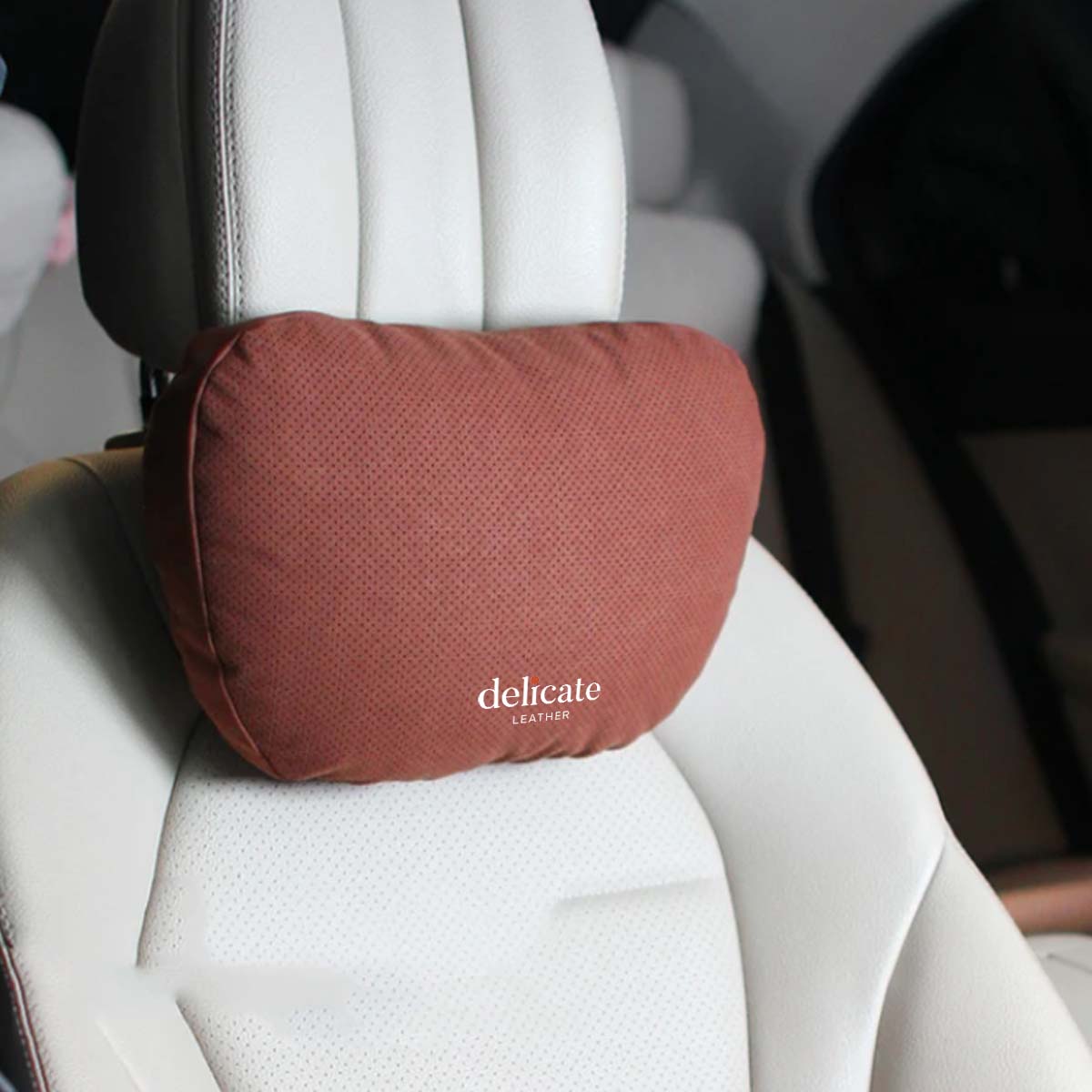 Delicate Leather, Premium Car Neck Pillow: Breathable Design, Car Headrest Auto Lumbar Pillows - Luxury Interior Accessories