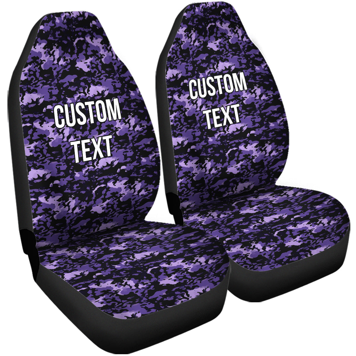 Personalized Custom Camo Car Seat Covers Drak Gray And White Camouflage Set of 2 Seat Protectors Universal Fit For Car SUV Bucket Seats, Camo 04