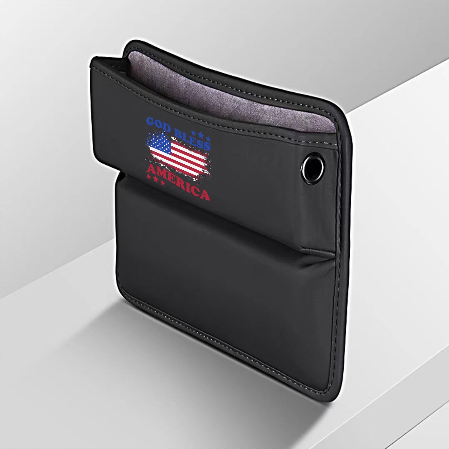 God Bless America Car Seat Gap Filler Organizer, Custom-Fit For Car, Multifunctional PU Leather Console Side Pocket Organizer for Cellphones, Cards, Wallets, Keys, 4th of July 09