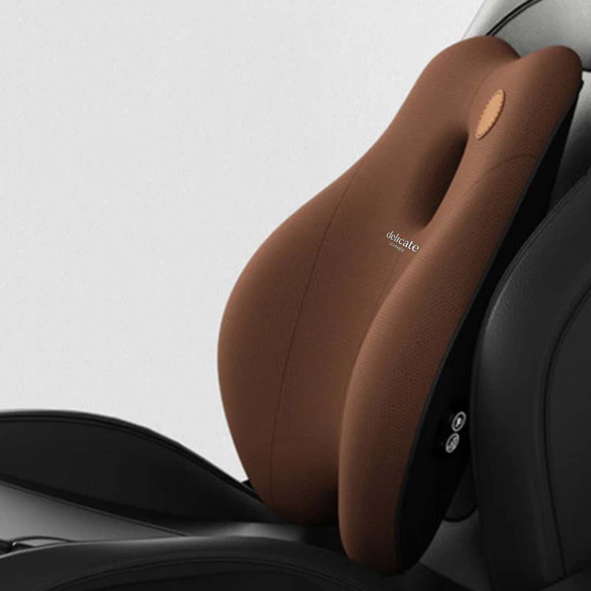 Enhance Comfort and Relaxation with the Car Neck Massage Pillow and Lumbar Support Cushion: A Travel Essential for Universal Headrest Auto Accessories - Delicate Leather