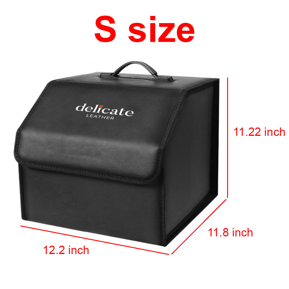 Delicate Leather Foldable Trunk Storage Luggage Organizer Box, Custom For Cars, Portable Car Storage Box Bin SUV Van Cargo Carrier Caddy for Shopping, Camping Picnic, Home Garage, Car Accessories WQ12996 - Delicate Leather