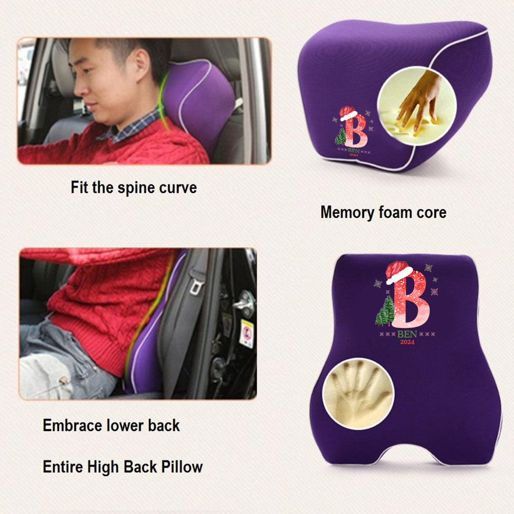 Custom Name Lumbar Support Cushion for Car and Headrest Neck Pillow Kit, Personalized Christmas, Personalized Gift, Custom For Cars, Ergonomically Design for Car Seat, Car Accessories, Personalised Lumbar Support Cushion, Christmas Gift L3