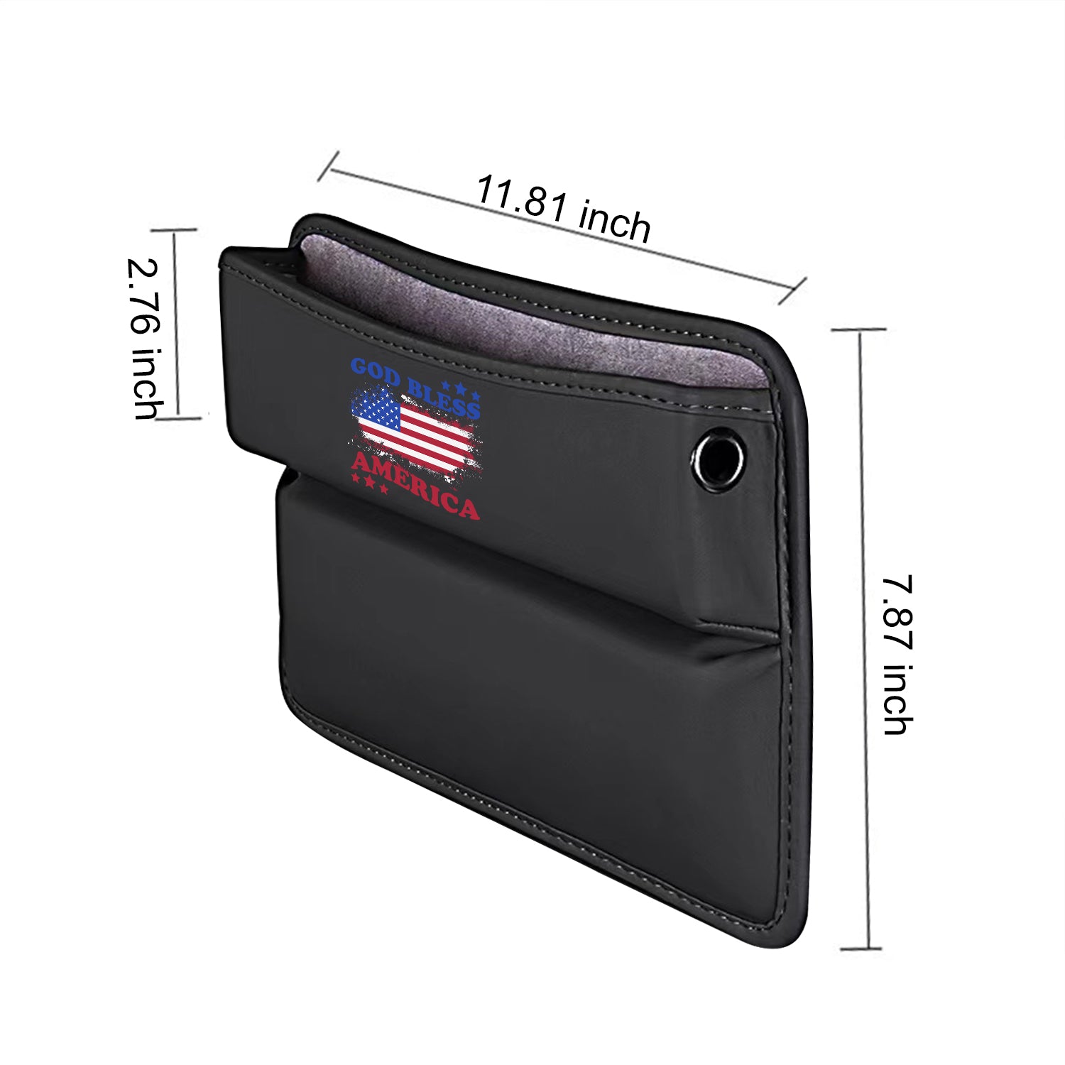 God Bless America Car Seat Gap Filler Organizer, Custom-Fit For Car, Multifunctional PU Leather Console Side Pocket Organizer for Cellphones, Cards, Wallets, Keys, 4th of July 09