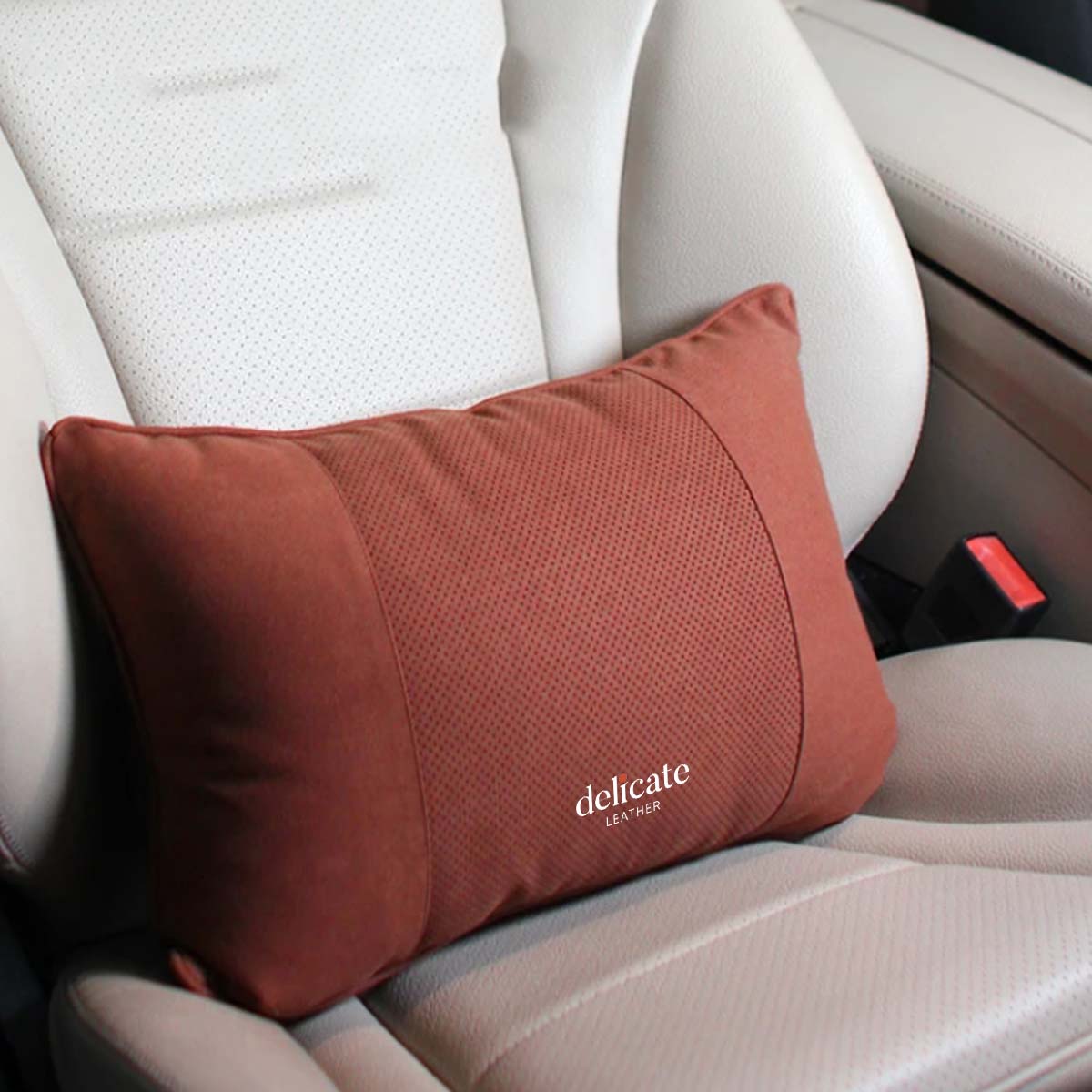 Delicate Leather, Premium Car Neck Pillow: Breathable Design, Car Headrest Auto Lumbar Pillows - Luxury Interior Accessories