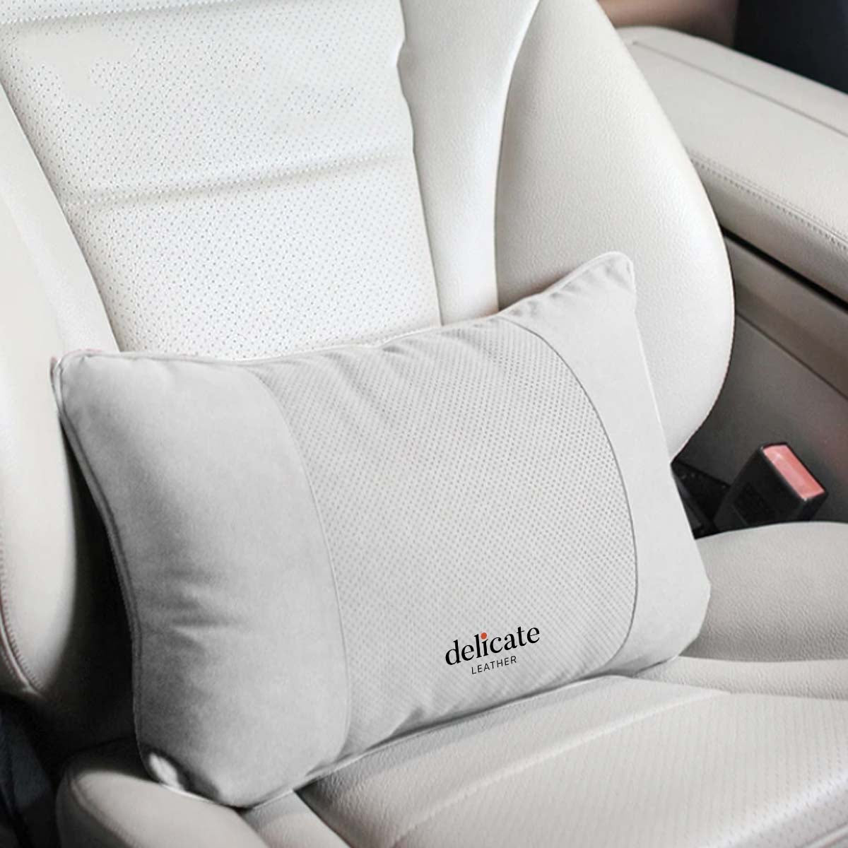 Delicate Leather, Premium Car Neck Pillow: Breathable Design, Car Headrest Auto Lumbar Pillows - Luxury Interior Accessories