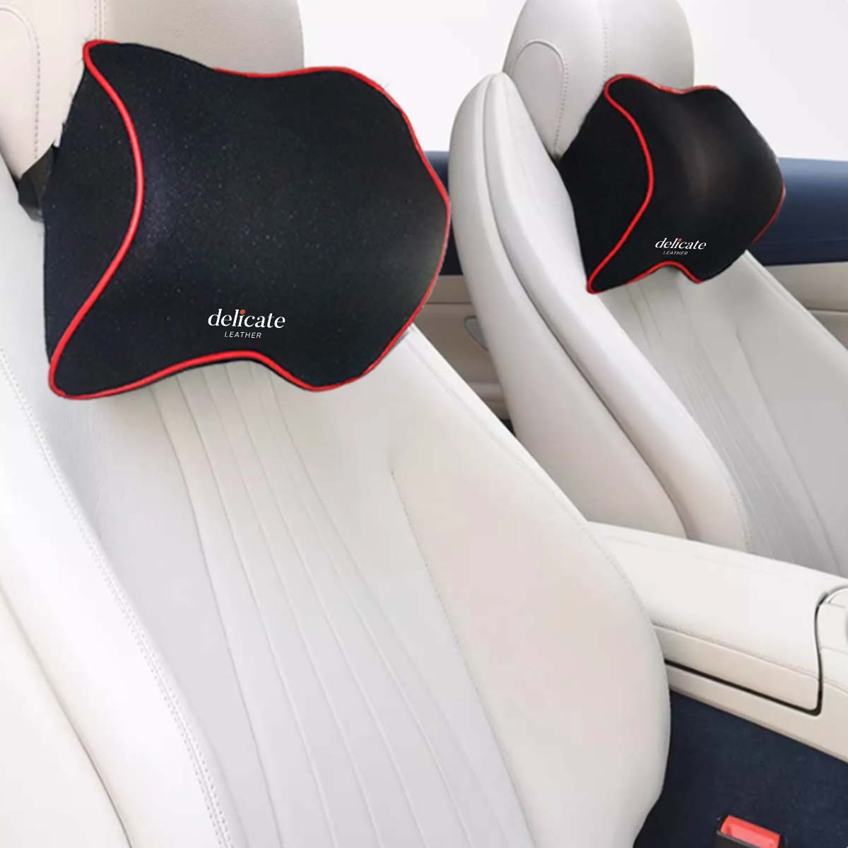Delicate Leather Neck Pillow, Fit with all car, Car Seat Headrest Neck Rest Cushion for Driving Seat Auto Head Rest Neck Support - Delicate Leather