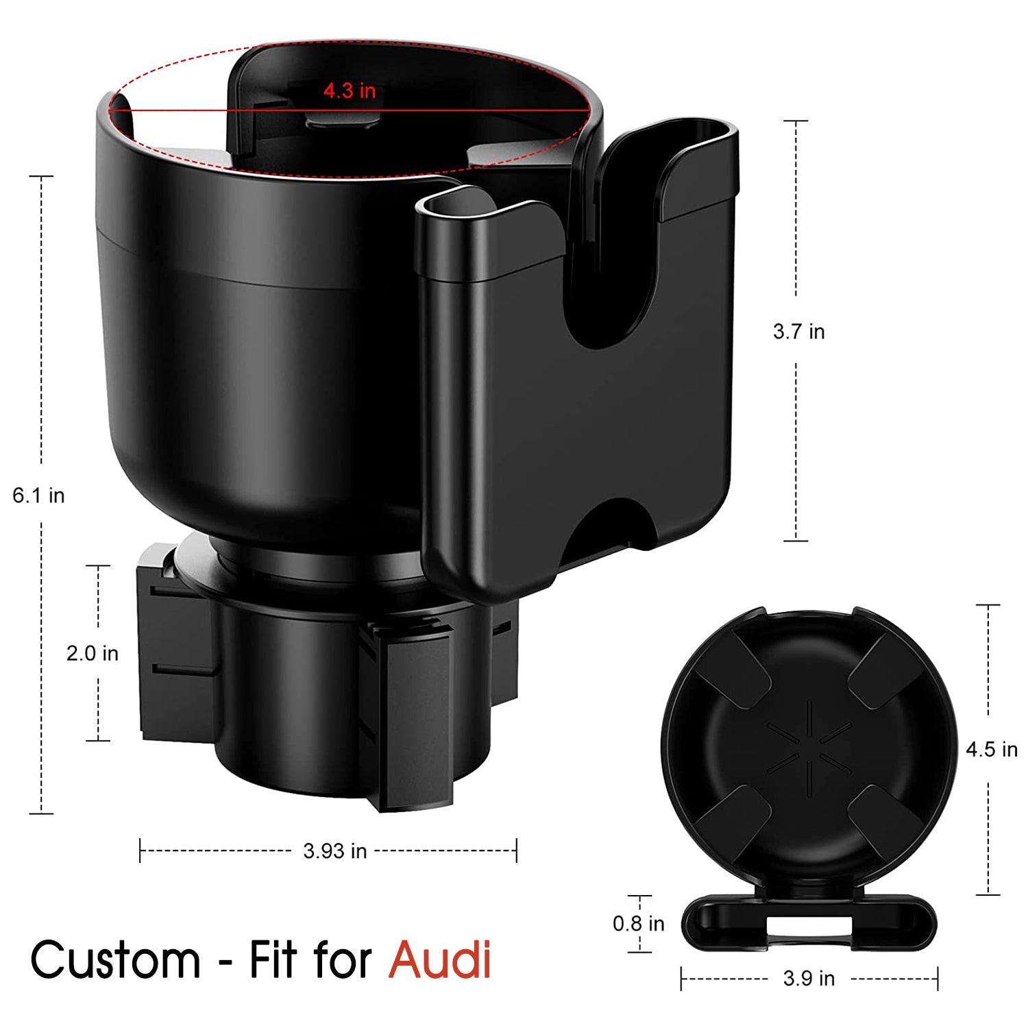 Car Cup Holder 2-in-1, Custom-Fit For Car, Car Cup Holder Expander Adapter with Adjustable Base, Car Cup Holder Expander Organizer with Phone Holder DLRA233