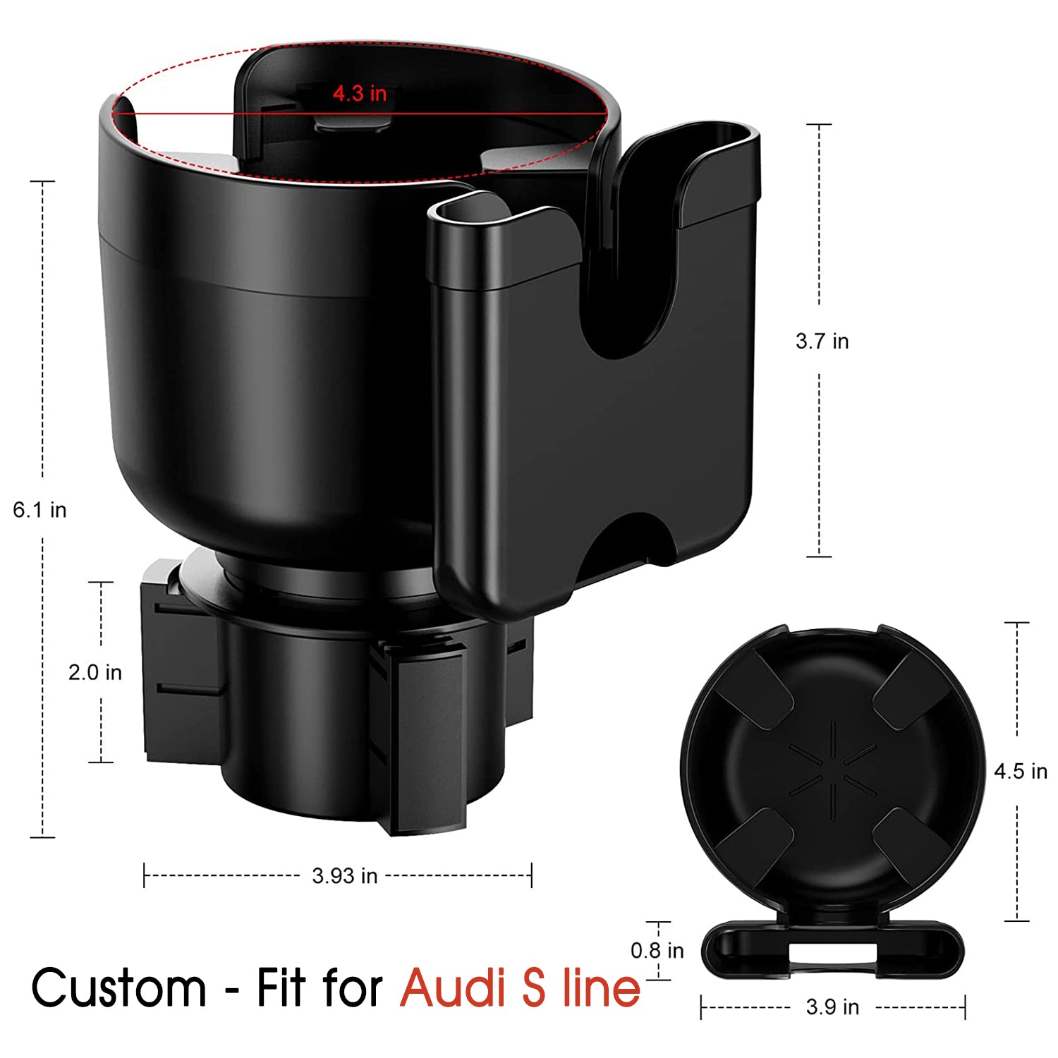 Car Cup Holder 2-in-1, Custom-Fit For Car, Car Cup Holder Expander Adapter with Adjustable Base, Car Cup Holder Expander Organizer with Phone Holder DLVE233