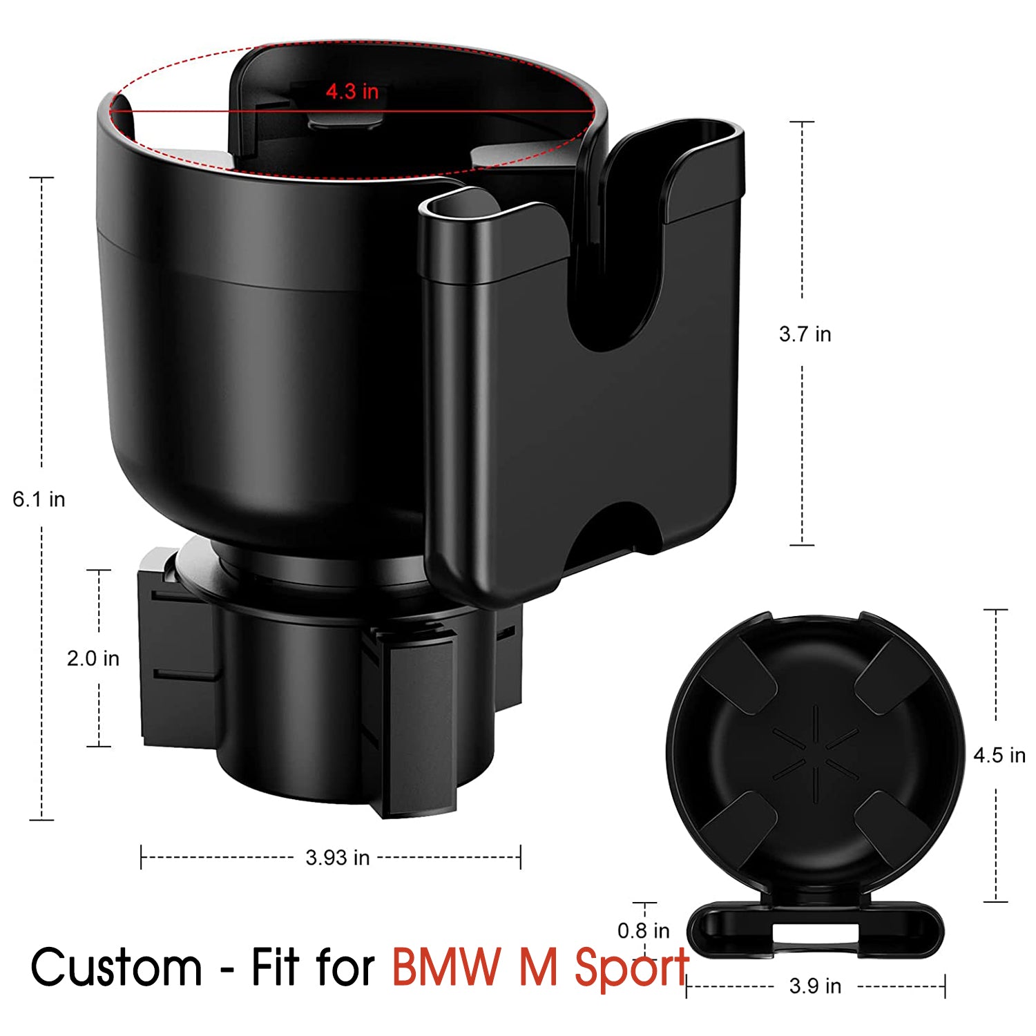 Car Cup Holder 2-in-1, Custom-Fit For Car, Car Cup Holder Expander Adapter with Adjustable Base, Car Cup Holder Expander Organizer with Phone Holder DLKO233