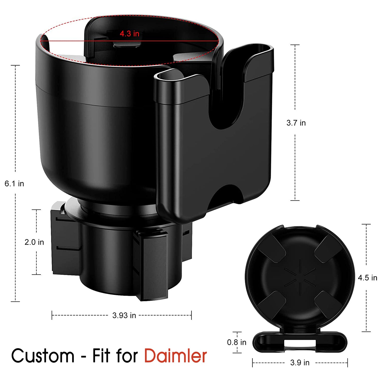 Car Cup Holder 2-in-1, Custom-Fit For Car, Car Cup Holder Expander Adapter with Adjustable Base, Car Cup Holder Expander Organizer with Phone Holder DLDR233