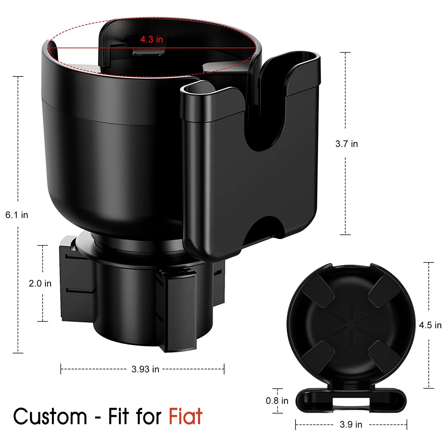 Car Cup Holder 2-in-1, Custom-Fit For Car, Car Cup Holder Expander Adapter with Adjustable Base, Car Cup Holder Expander Organizer with Phone Holder DLFT233