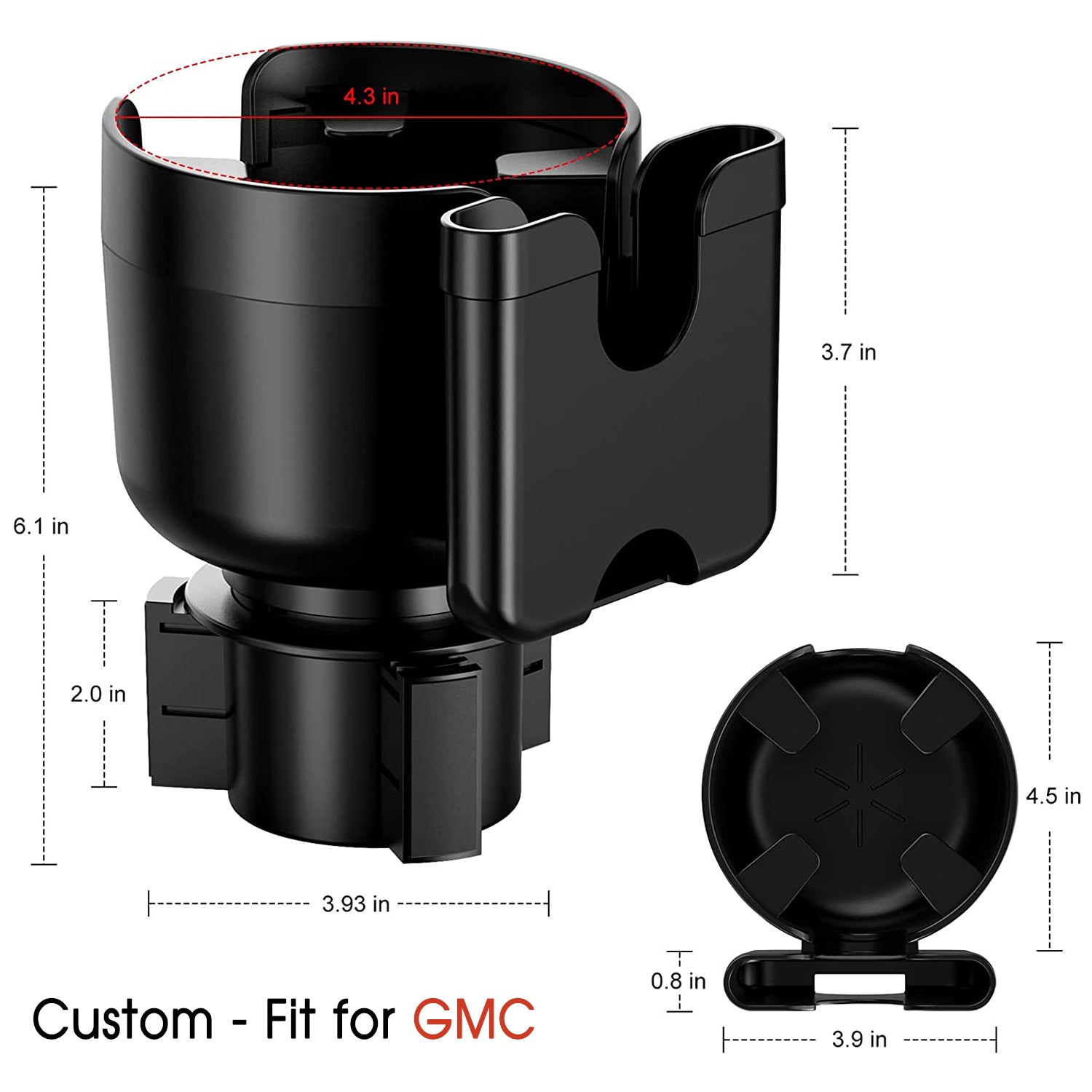 Car Cup Holder 2-in-1, Custom-Fit For Car, Car Cup Holder Expander Adapter with Adjustable Base, Car Cup Holder Expander Organizer with Phone Holder DLWQ233