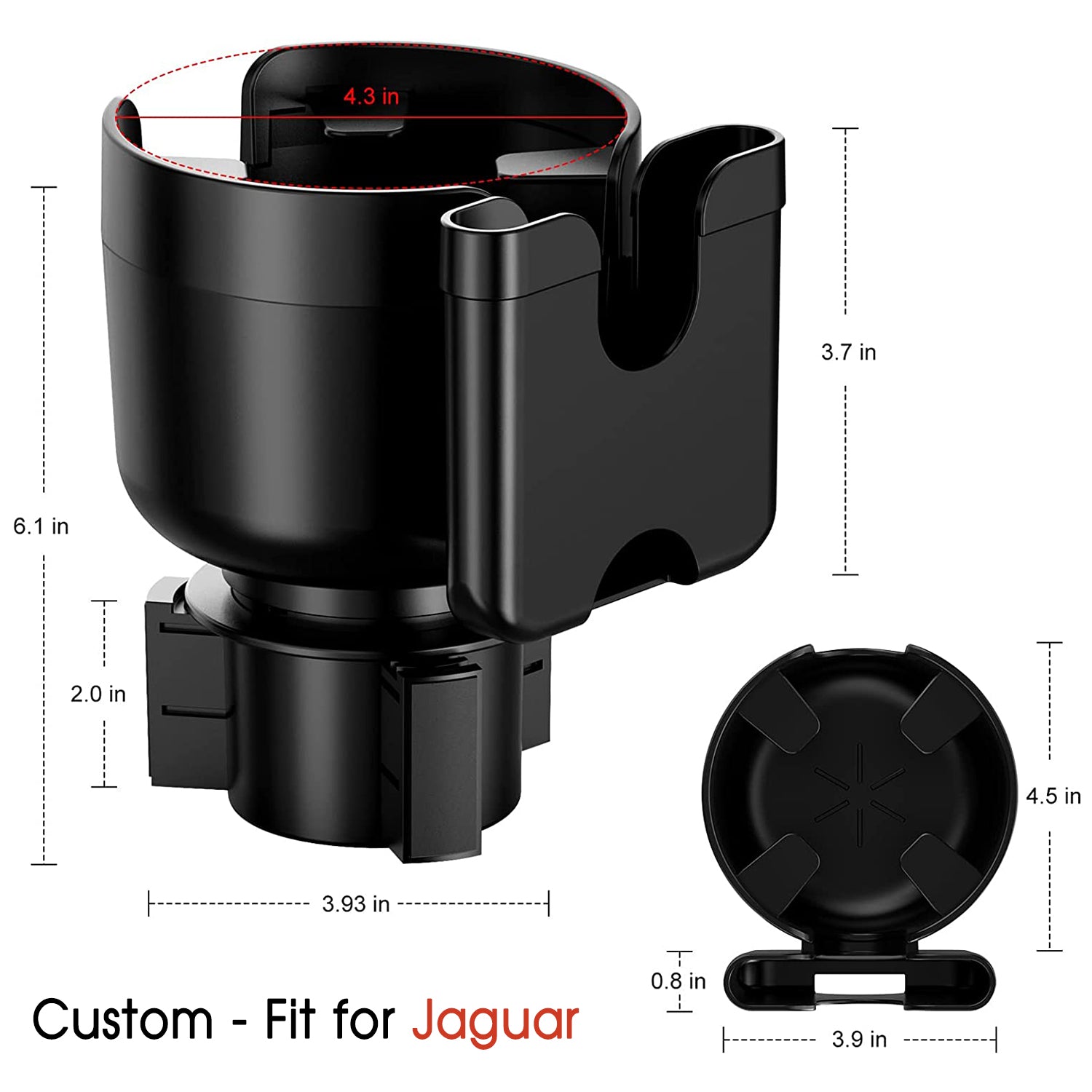 Car Cup Holder 2-in-1, Custom-Fit For Car, Car Cup Holder Expander Adapter with Adjustable Base, Car Cup Holder Expander Organizer with Phone Holder DLJG233