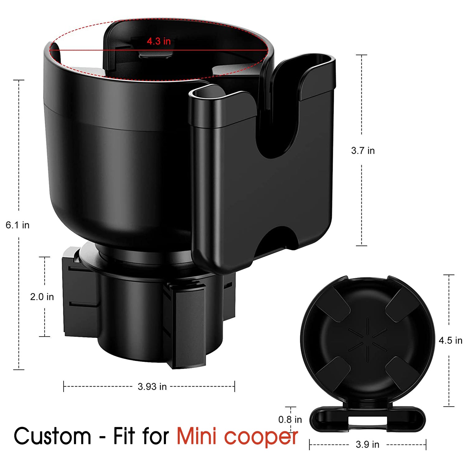 Car Cup Holder 2-in-1, Custom-Fit For Car, Car Cup Holder Expander Adapter with Adjustable Base, Car Cup Holder Expander Organizer with Phone Holder DLMT233