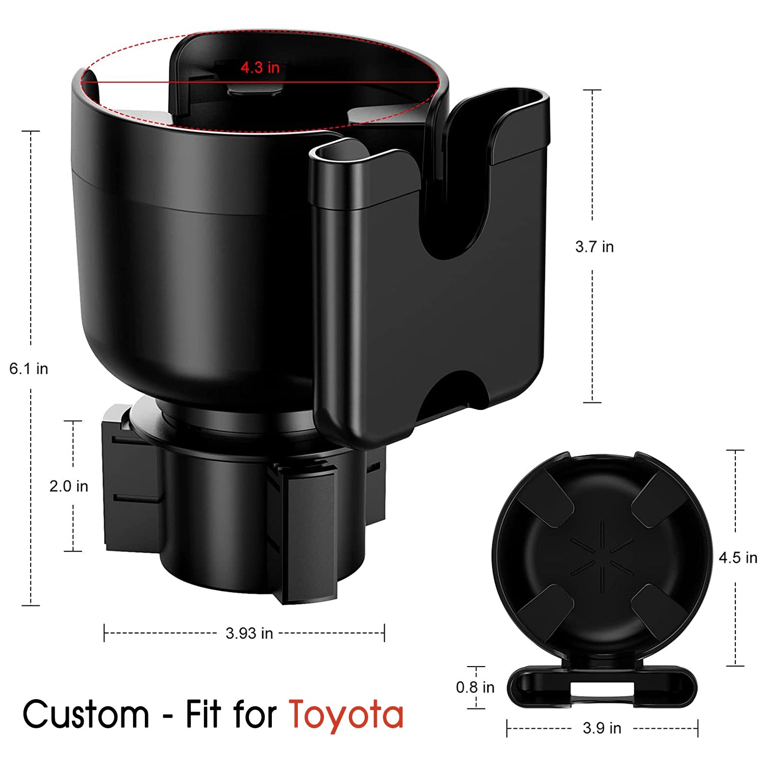 Car Cup Holder 2-in-1, Custom-Fit For Car, Car Cup Holder Expander Adapter with Adjustable Base, Car Cup Holder Expander Organizer with Phone Holder DLPF233