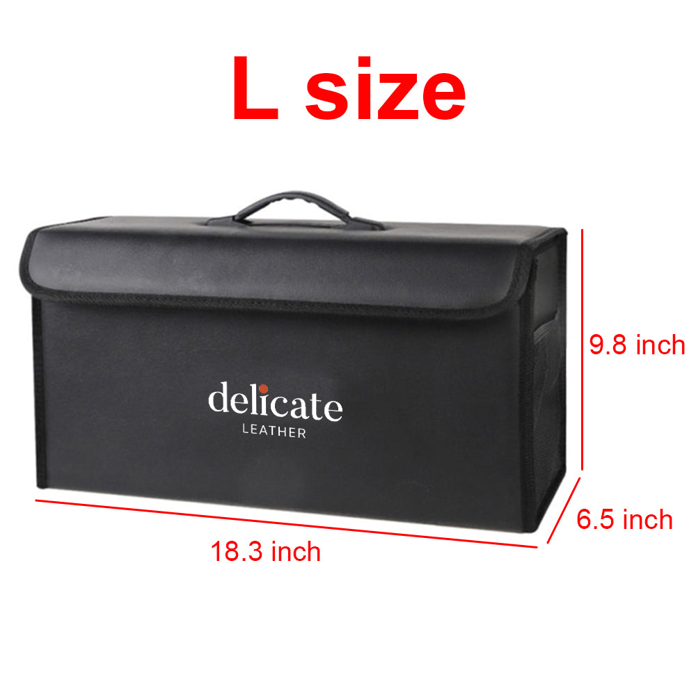 Delicate Leather Foldable Trunk Storage Luggage Organizer Box, Custom For Cars, Portable Car Storage Box Bin SUV Van Cargo Carrier Caddy for Shopping, Camping Picnic, Home Garage, Car Accessories LM12996