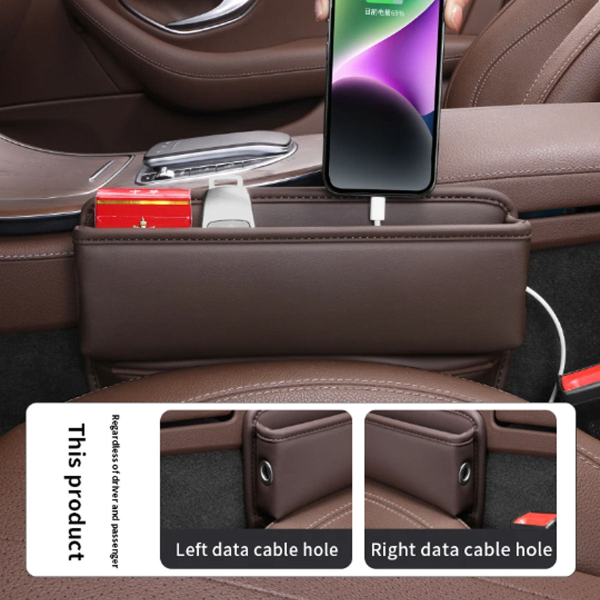 Car Seat Gap Filler Organizer, Custom Fit For Your Cars, Multifunctional PU Leather Console Side Pocket Organizer for Cellphones, Cards, Wallets, Keys