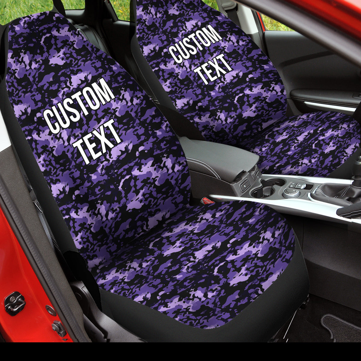 Personalized Custom Camo Car Seat Covers Drak Gray And White Camouflage Set of 2 Seat Protectors Universal Fit For Car SUV Bucket Seats, Camo 04