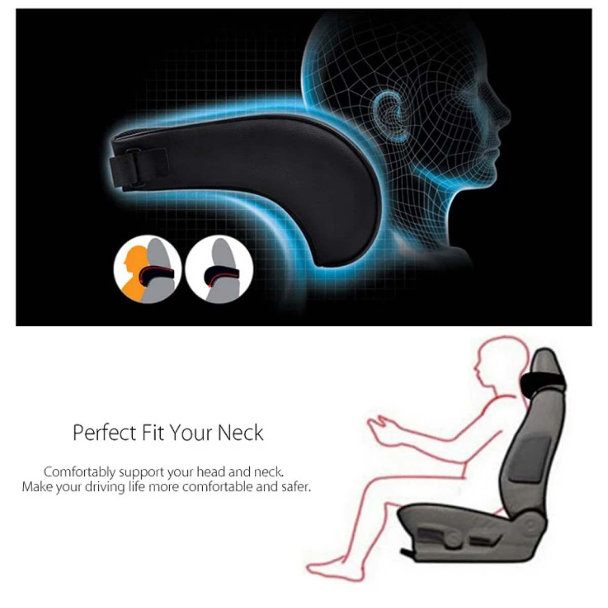 Premium PU Leather Auto Car Neck Pillow: Memory Foam Neck Rest Seat Headrest Cushion Pad - High-Quality, Available in 3 Stylish Colors, Sold as a Single Piece - Delicate Leather