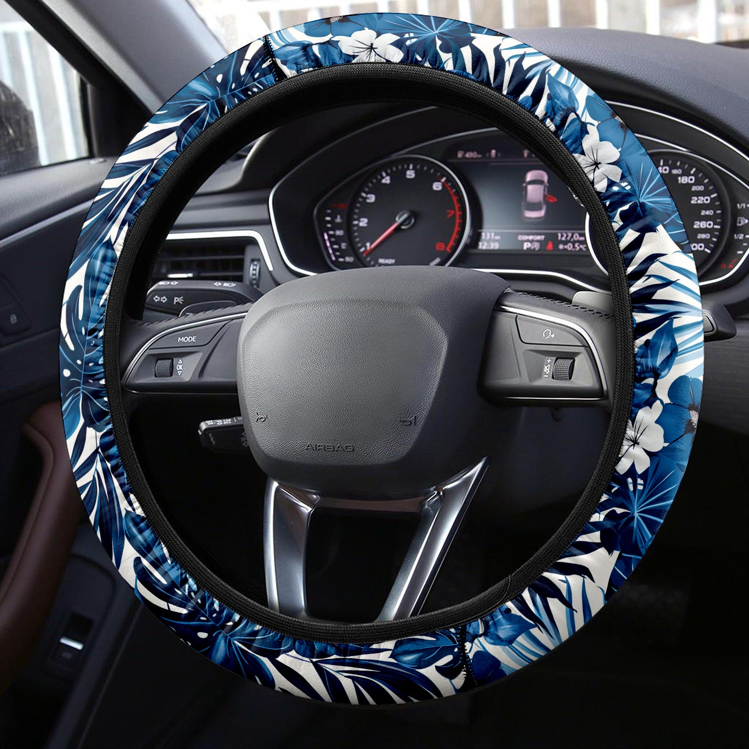 Tropical Rainforest, Forest Botanical, Car Steering Wheel Cover Update Version, Forest Botanical Custom-Fit for Car, Premium Leather Car Steering Wheel Cover , Car Accessories, Tropical 06