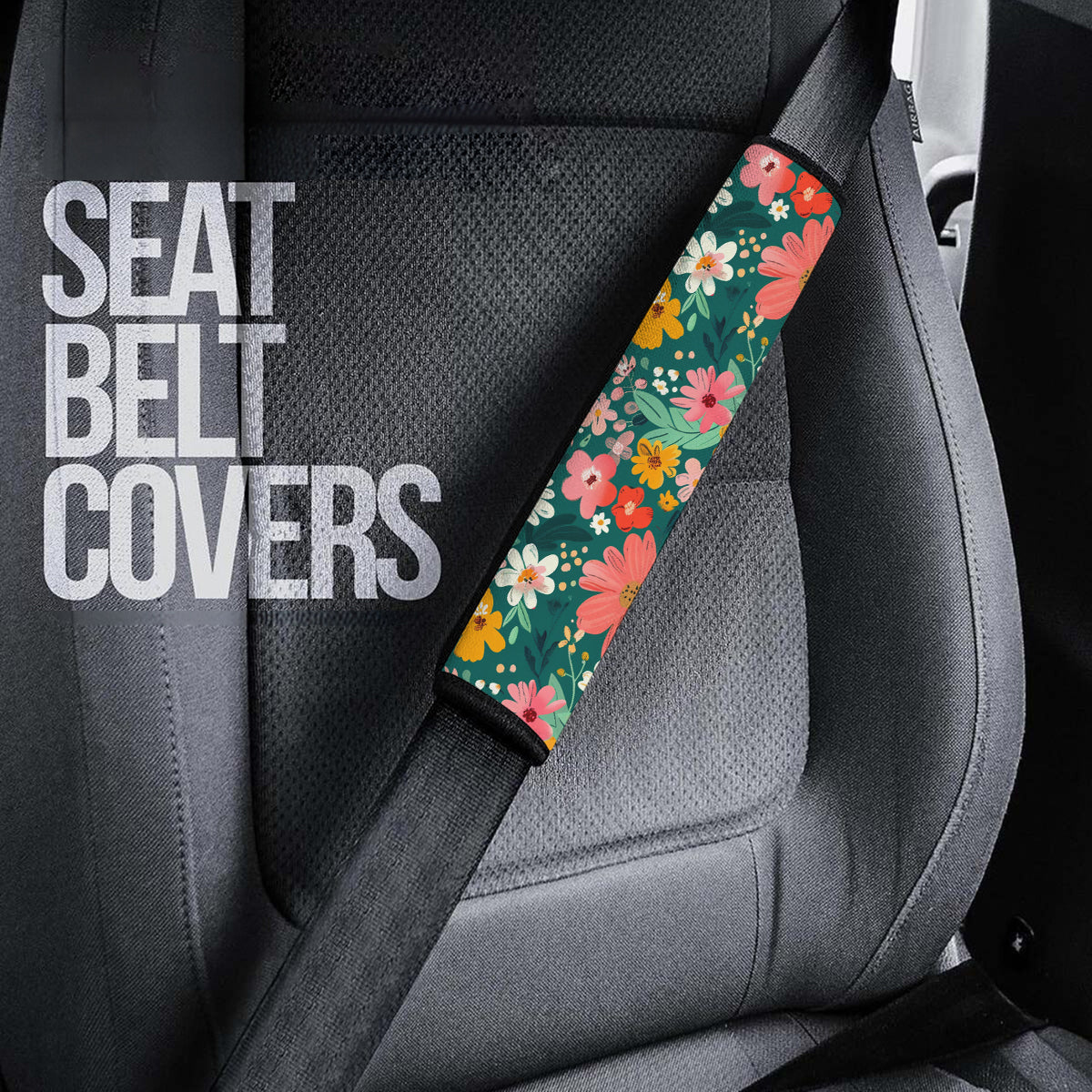 Tropical Rainforest Seat Belt Covers (2PCS), Flower, Forest Botanical Microfiber Leather Seat Belt Shoulder Pads for More Comfortable Driving, Tropical 09