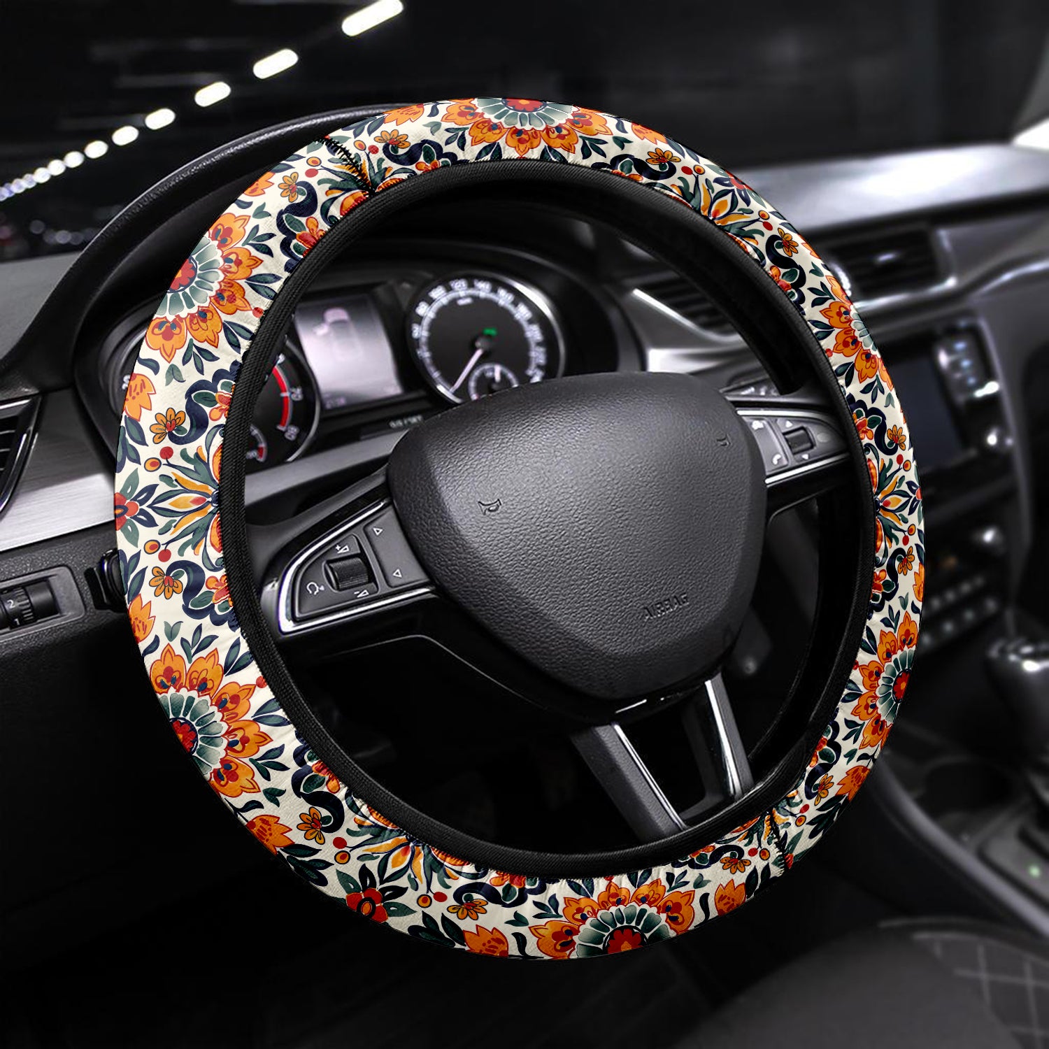 Boho Mountain Car Steering Wheel Cover Update Version, Forest Botanical Custom-Fit for Car, Premium Leather Car Steering Wheel Cover , Car Accessories, Boho 01