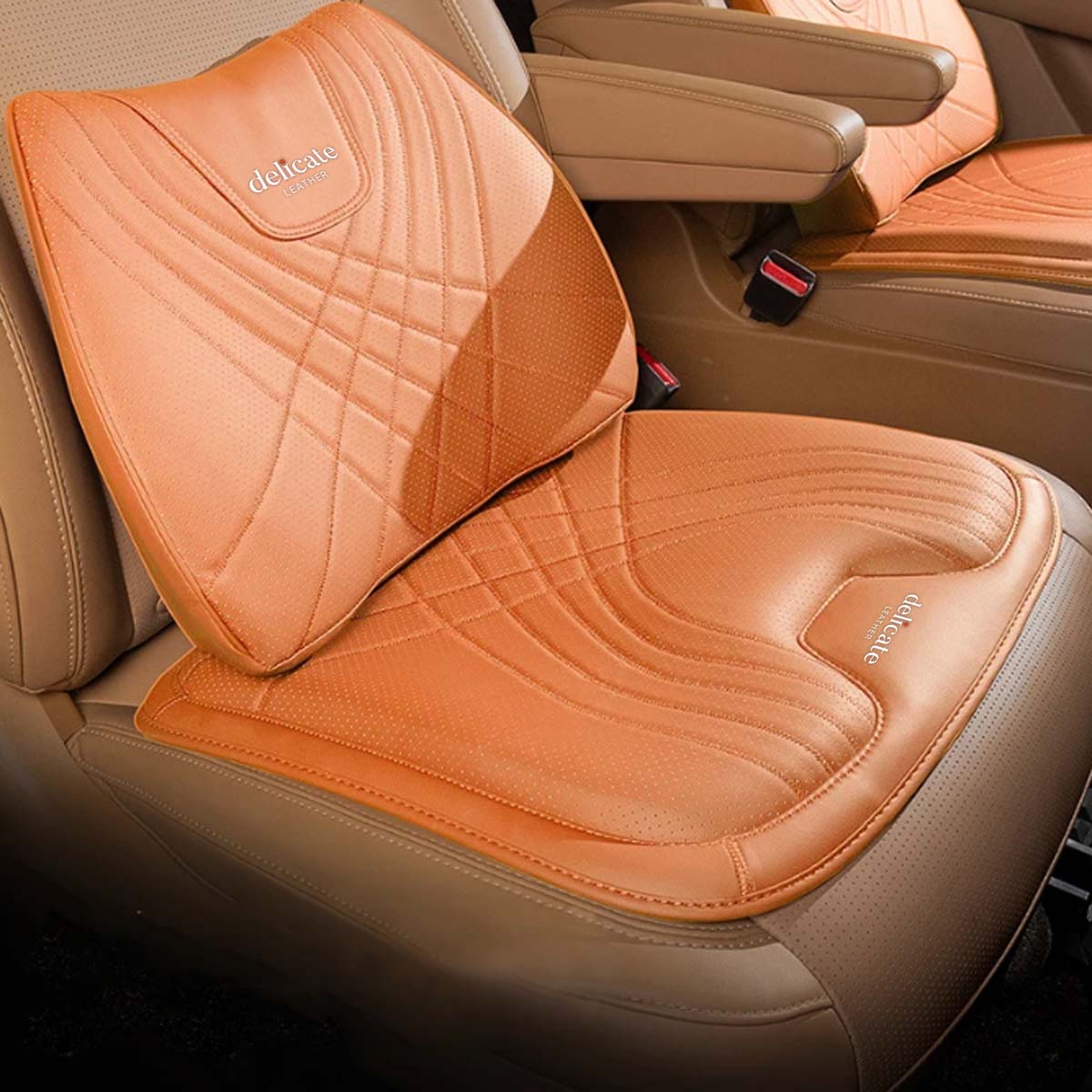 Nappa Leather Car Headrest Neck Pillow: Soft Seat Lumbar Support Waist Pillow for Enhanced Comfort - Delicate Leather