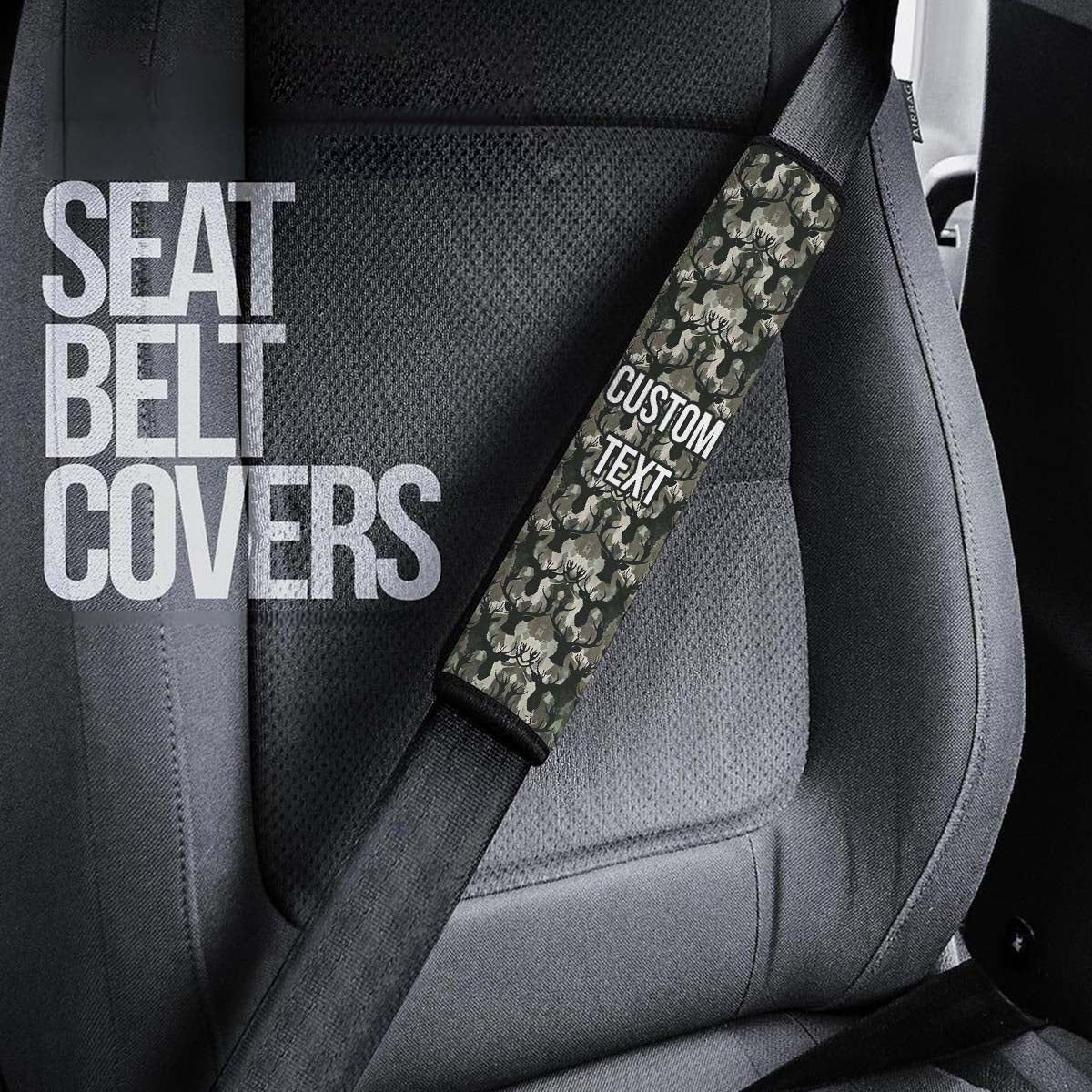 Personalized Custom Camo Seat Belt Covers (2PCS) The Deer Camo Camouflage, Microfiber Leather Seat Belt Shoulder Pads for More Comfortable Driving, Camo 12