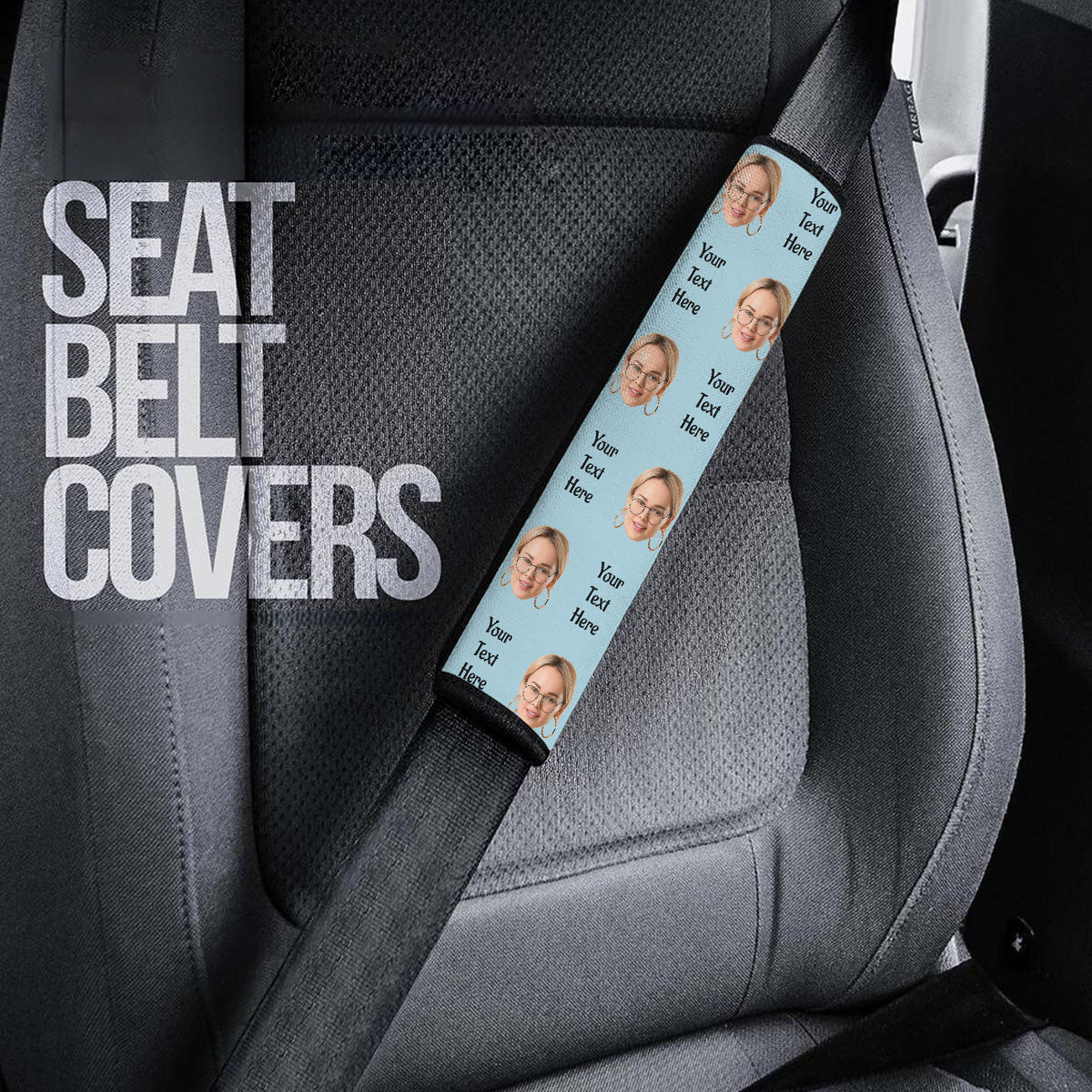 Customized Photo Seat Belt Covers (2PCS) ,Custom Seat Belt Covers with Picture Microfiber Leather Seat Belt Shoulder Pads for More Comfortable Driving, 02