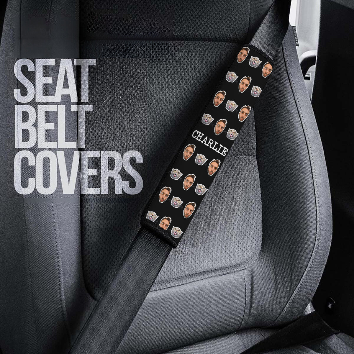 Customized Photo Pet Seat Belt Covers (2PCS) ,Custom Seat Belt Covers with Picture Microfiber Leather Seat Belt Shoulder Pads for More Comfortable Driving