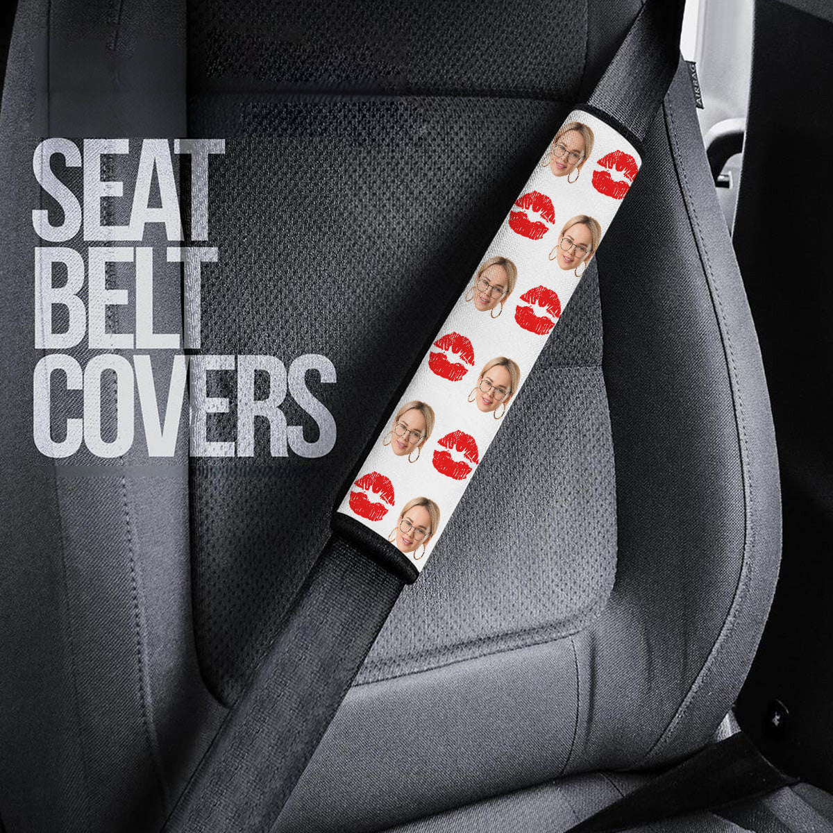 Customized Photo Seat Belt Covers (2PCS) ,Custom Seat Belt Covers with Picture Microfiber Leather Seat Belt Shoulder Pads for More Comfortable Driving, 04