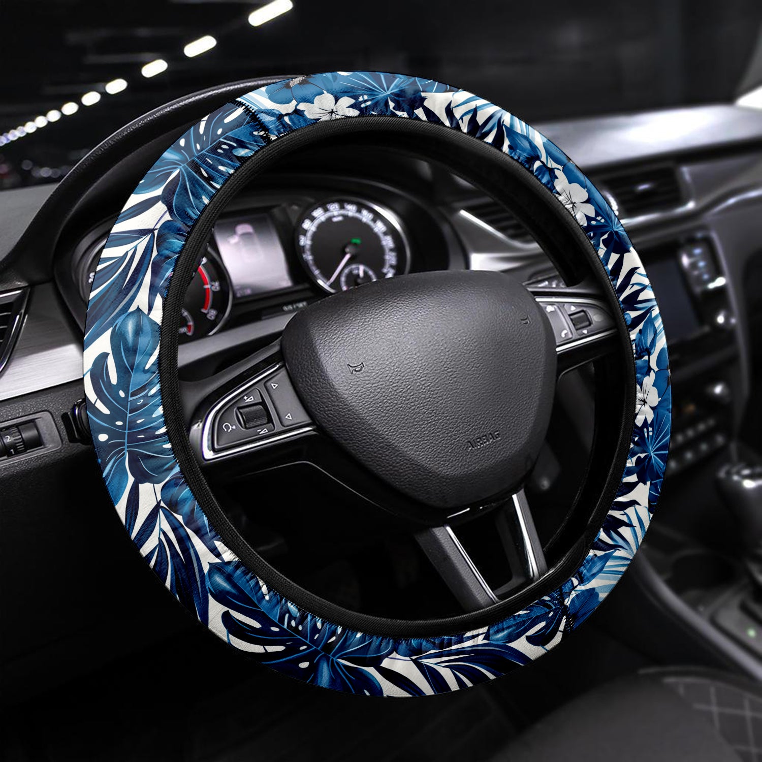 Tropical Rainforest, Forest Botanical, Car Steering Wheel Cover Update Version, Forest Botanical Custom-Fit for Car, Premium Leather Car Steering Wheel Cover , Car Accessories, Tropical 06