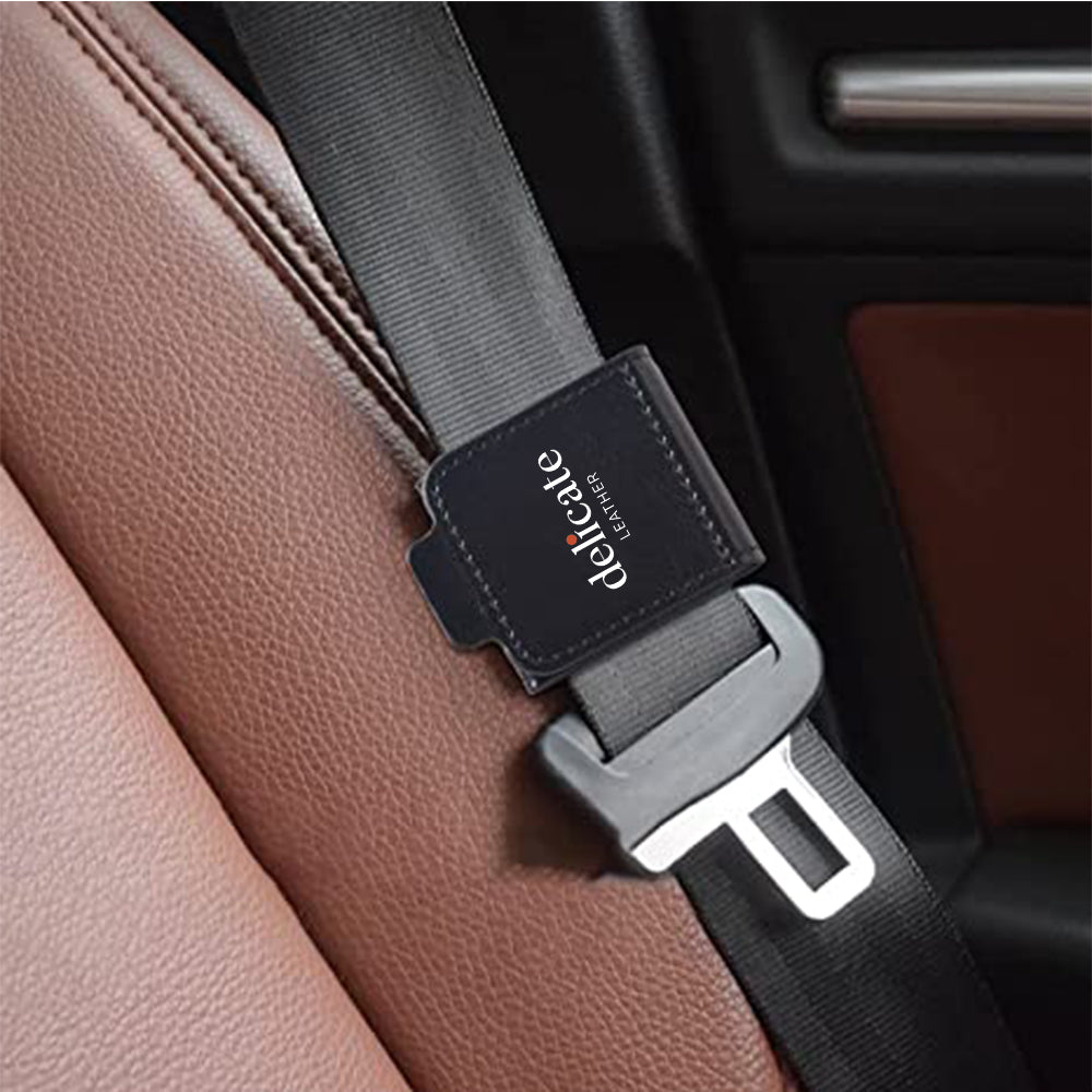 Seatbelt Adjuster, Custom fit for Car, Seat Belt Clip For Adults, Universal Comfort Shoulder Neck Strap Positioner Locking Clip Protector - 2 Pack - Delicate Leather