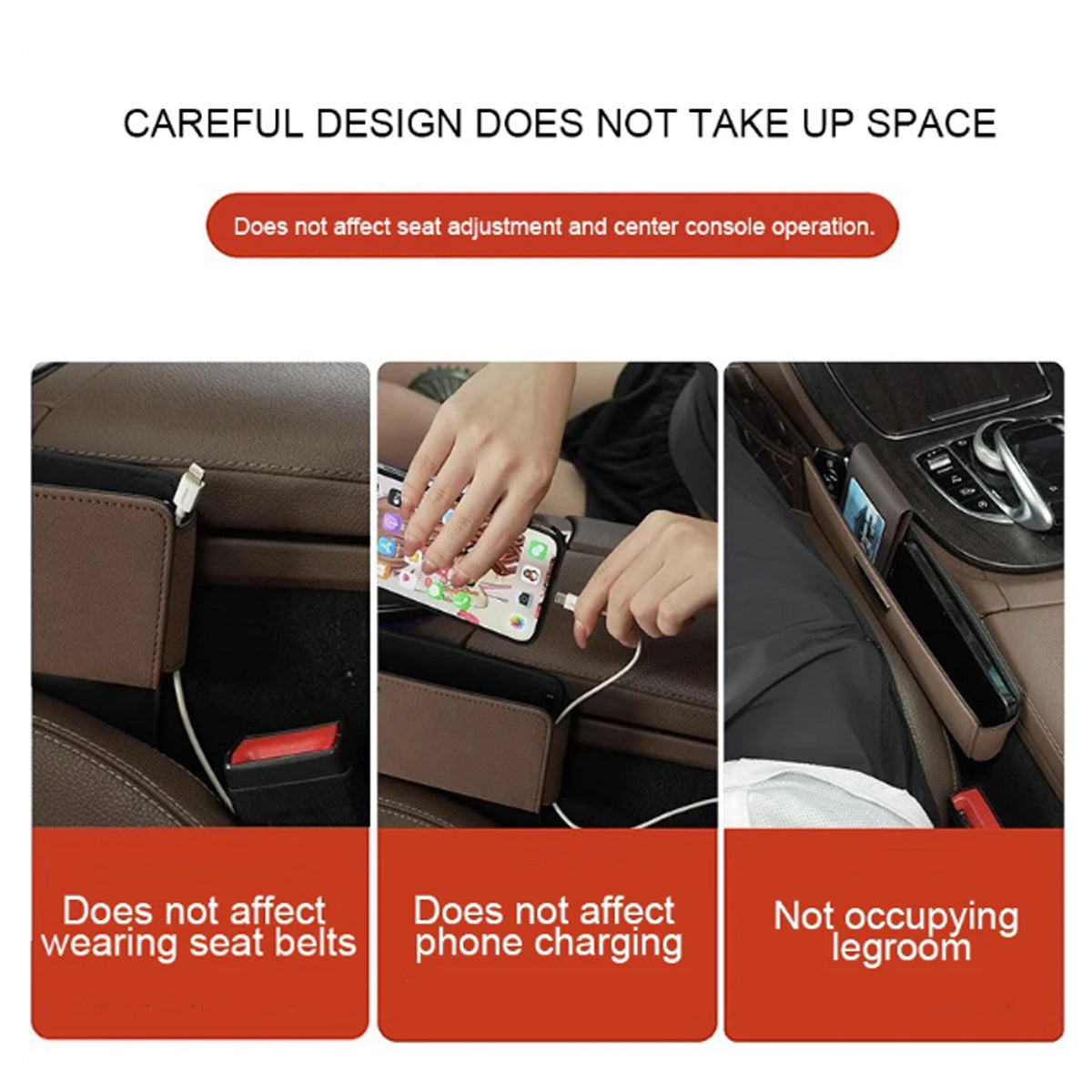 Car Seat Gap Filler Organizer, Custom Fir For Your Cars, Multifunctional PU Leather Console Side Pocket Organizer for Cellphones, Cards, Wallets, Keys