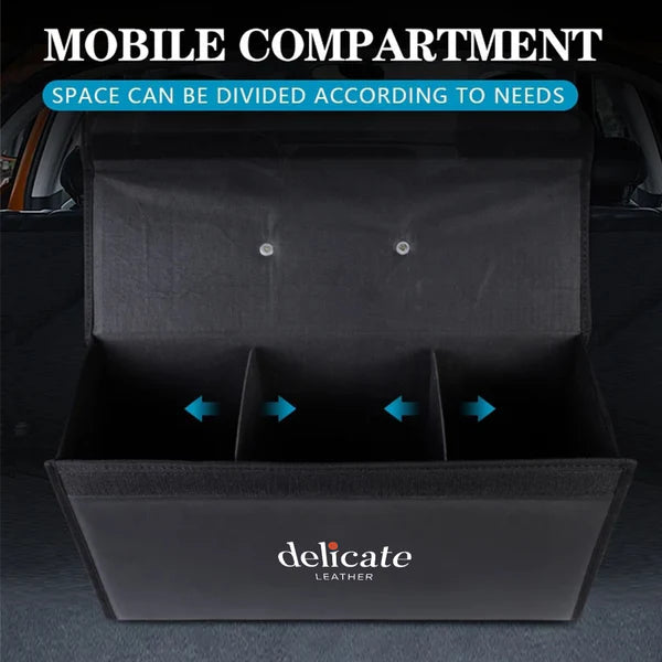 Foldable Trunk Storage Luggage Organizer Box, Custom For Cars, Portable Car Storage Box Bin SUV Van Cargo Carrier Caddy for Shopping, Camping Picnic, Home Garage, Car Accessories KX12996 - Delicate Leather  