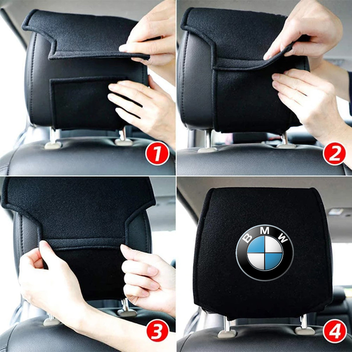Car Seat Headrest Cover Breathable Flexible Headrest Covers Velcro Auto Headrest Covers Universal Fit, Custom For Your Cars, Car Accessories KX13998 - Delicate Leather