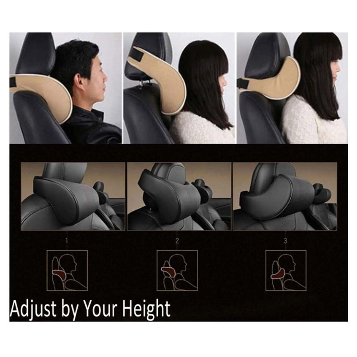 Delicate Leather, Premium PU Leather Car Neck Pillow with Memory Foam for Neck Support - Available in 3 Elegant Colors