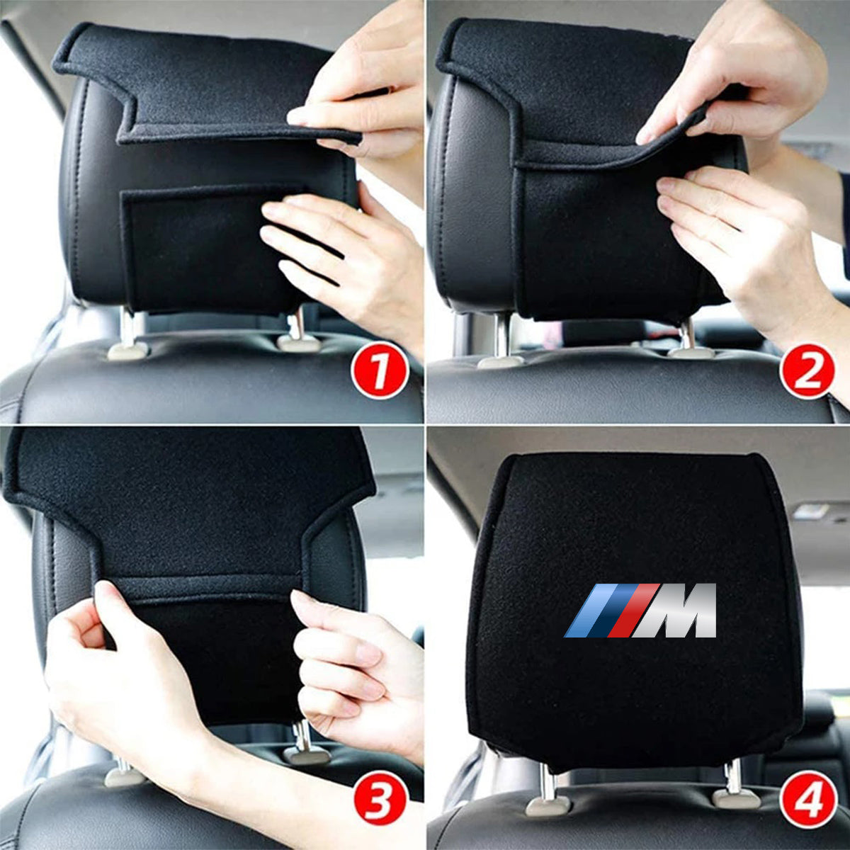 Car Seat Headrest Cover Breathable Flexible Headrest Covers Velcro Auto Headrest Covers Universal Fit, Custom For Your Cars, Car Accessories KO13998 - Delicate Leather