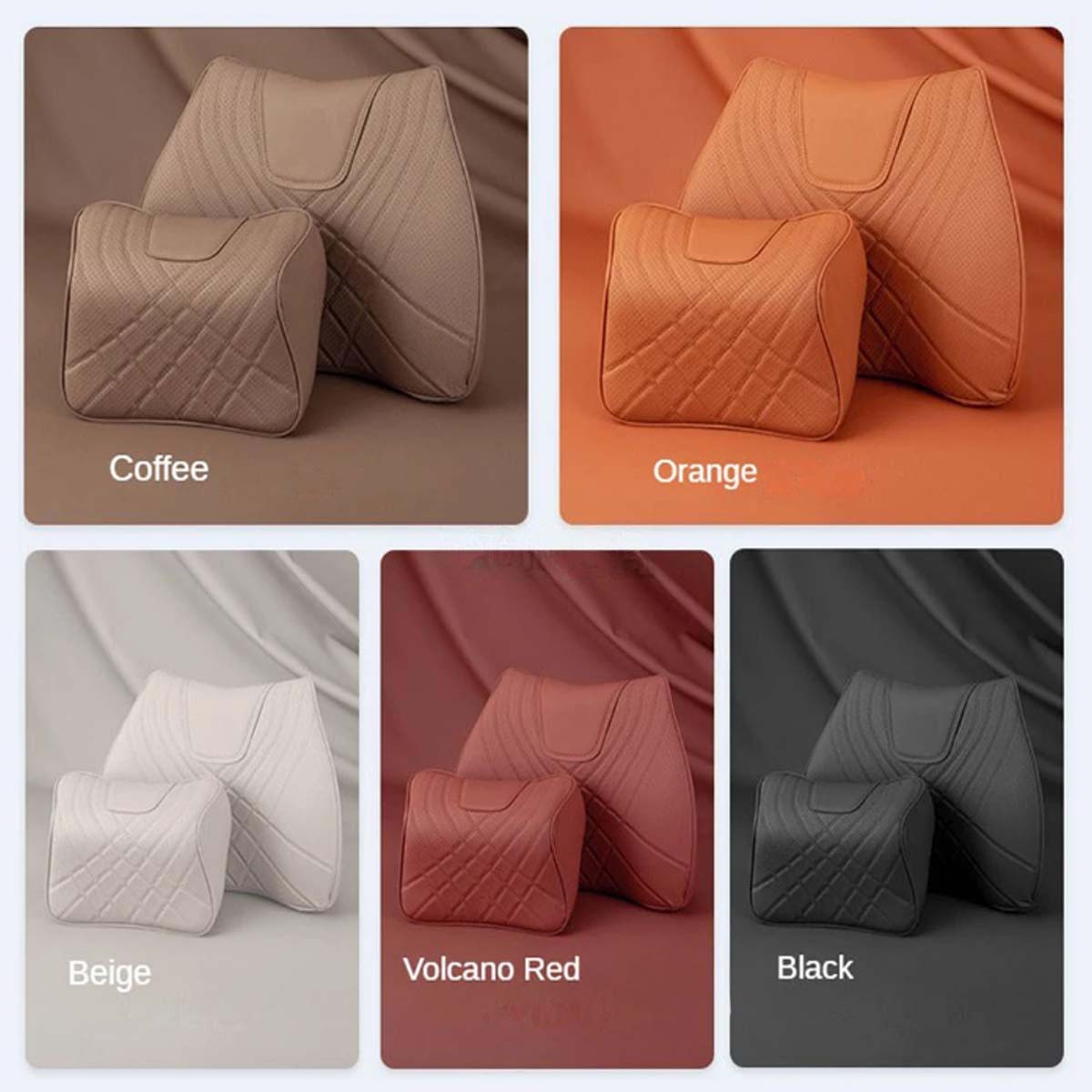 Nappa Leather Car Headrest Neck Pillow: Soft Seat Lumbar Support Waist Pillow for Enhanced Comfort