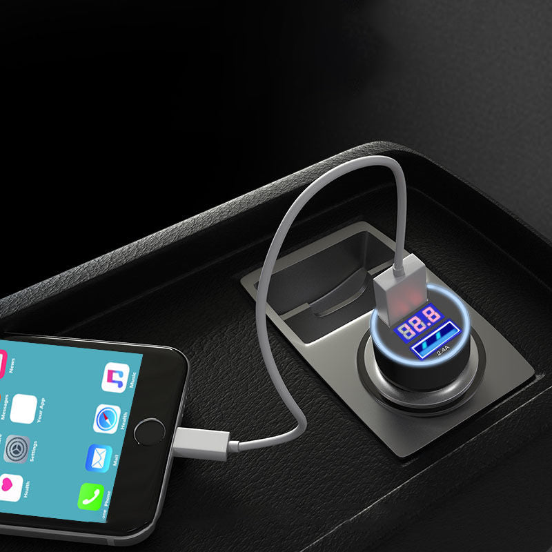 USB Charger Adapter, Custom fit for car, Dual QC3.0 Ports Car Charger, All Metal Quick Charge with LED Voltage Display, Cigarette Lighter Car Adapter, Compatible with Phone, Tablet & More