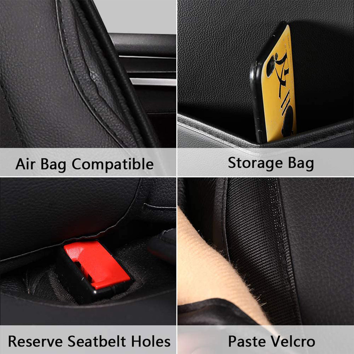 2 Leather Car Seat Covers 5 Seats Full Set, Custom fit for Car, Fit Sedan SUV Truck Vans Leatherette Automotive Seat Cushion Protector Universal Fit KX