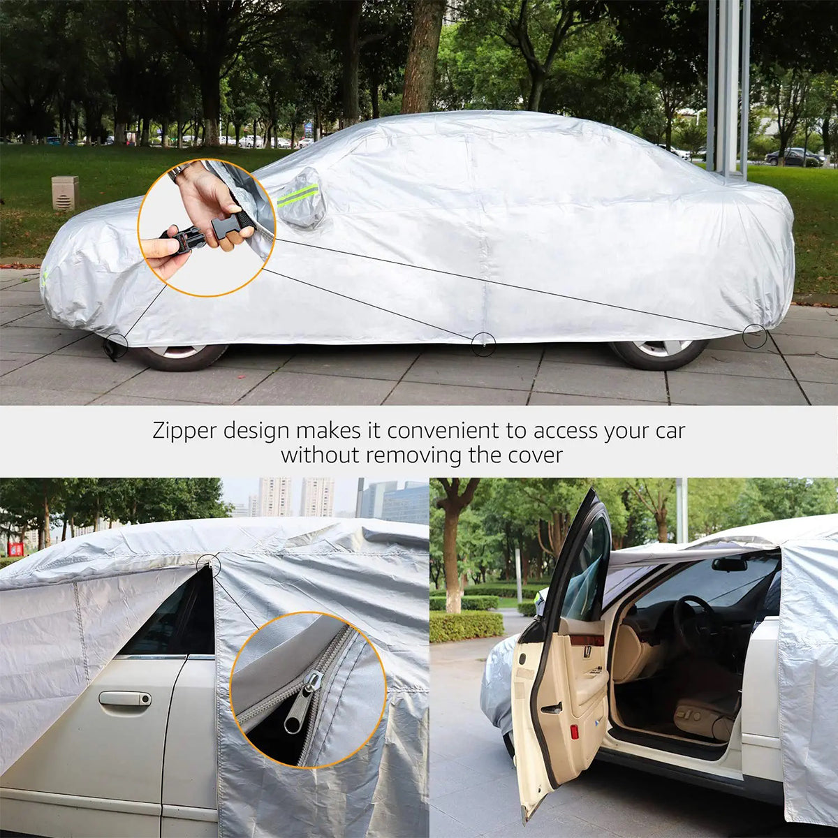 Car Cover Waterproof All Weather for Automobiles, Custom fit for Car, Outdoor Full Cover Rain Sun UV Protection - Delicate Leather