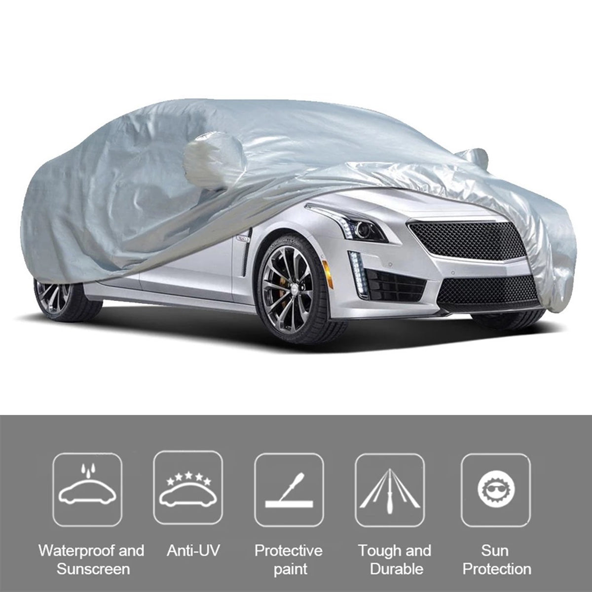 Car Cover Waterproof All Weather for Automobiles, Custom fit for Car, Outdoor Full Cover Rain Sun UV Protection - Delicate Leather