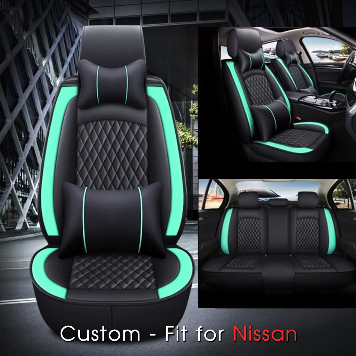 2 Car Seat Covers Full Set, Custom-Fit For Car, Waterproof Leather Front Rear Seat Automotive Protection Cushions, Car Accessories DLPU211