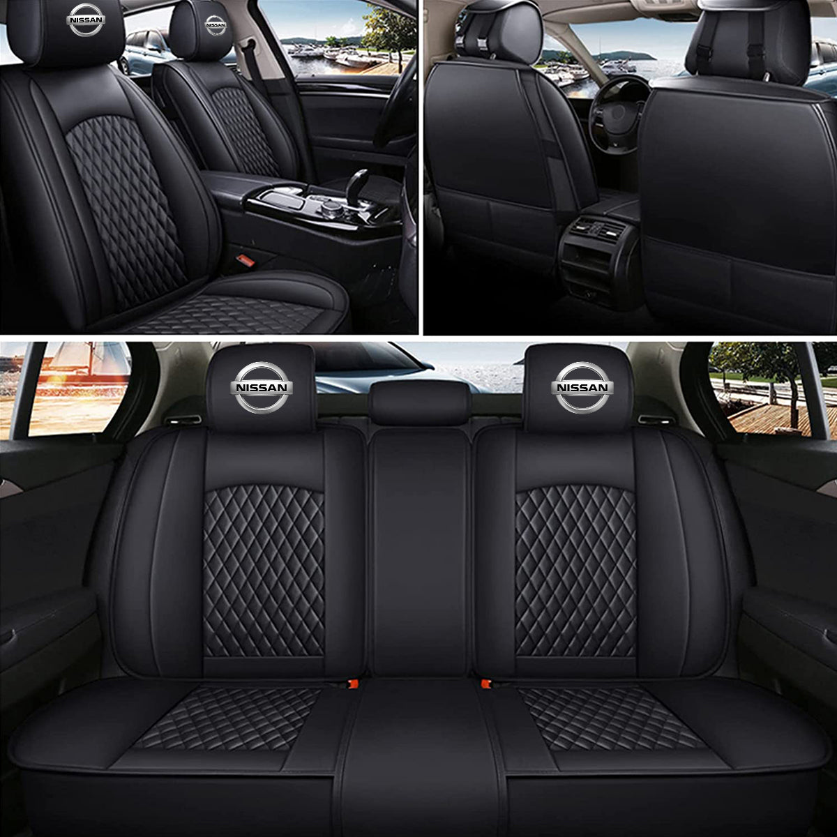 2 Car Seat Covers Full Set, Custom For Your Cars, Waterproof Leather Front Rear Seat Automotive Protection Cushions, Car Accessories