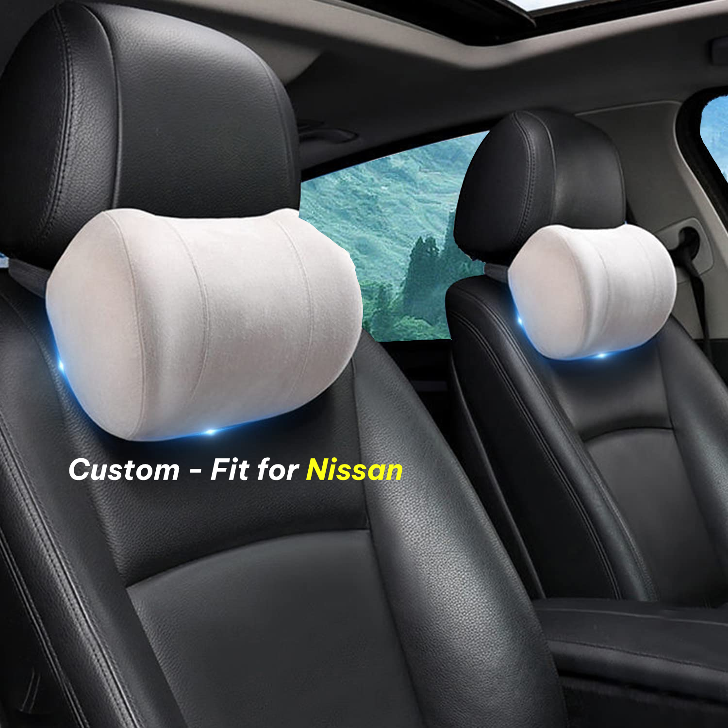 Car Headrest (2 PCS), Custom-Fit For Car, Update Version Premium Memory Foam Car Neck Pillow DLPU227