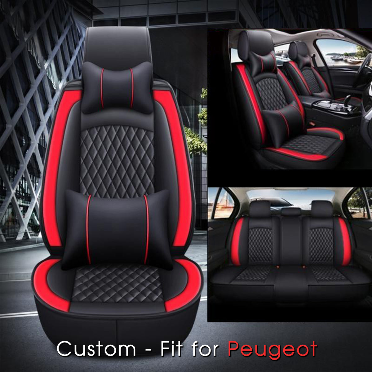 2 Car Seat Covers Full Set, Custom-Fit For Car, Waterproof Leather Front Rear Seat Automotive Protection Cushions, Car Accessories DLPE211