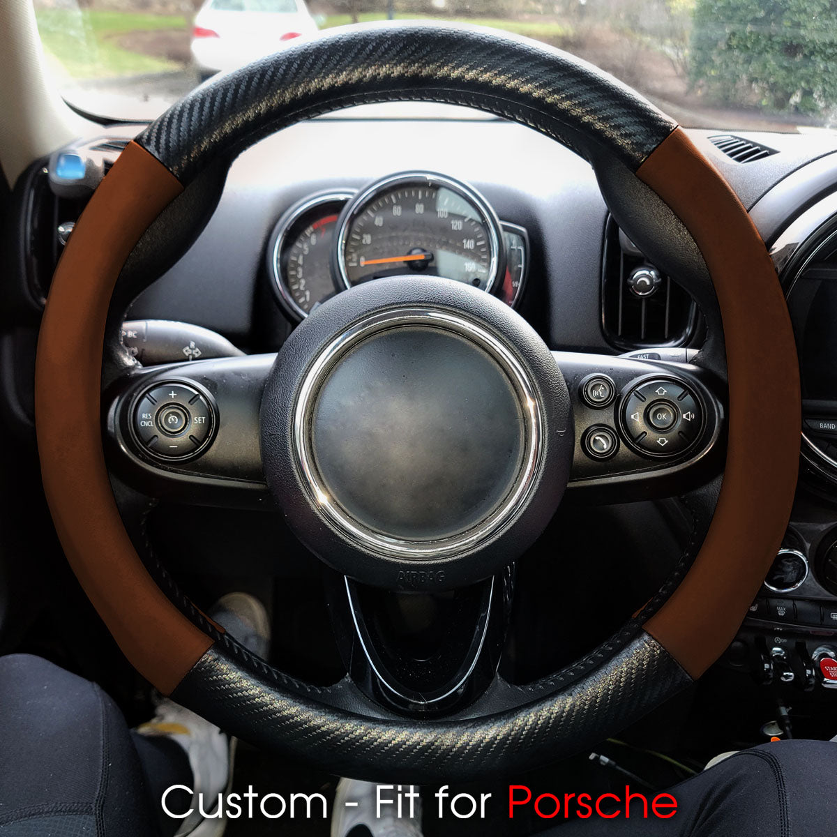 Car Steering Wheel Cover, Custom-Fit For Cars, Leather Nonslip 3D Carbon Fiber Texture Sport Style Wheel Cover for Women, Interior Modification for All Car Accessories DLRL225